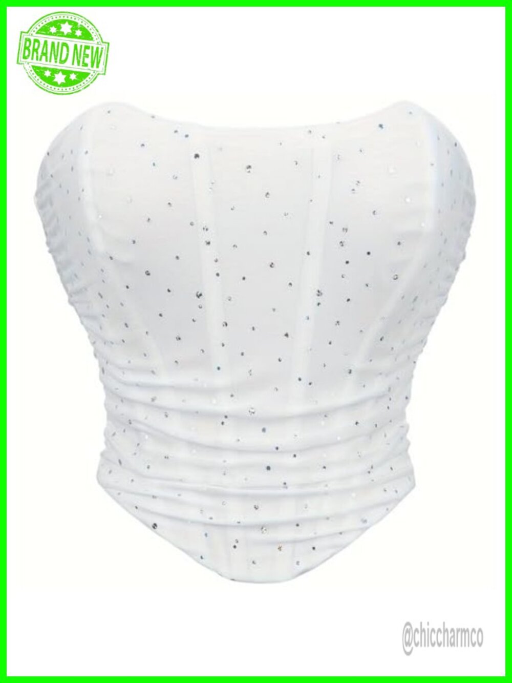 Sequined Strapless Corset Top with Lace-Up Back and Boned Overbust Design